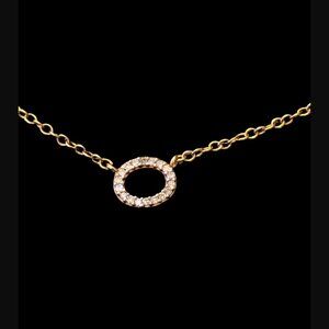 925 Sterling Silver Yellow Gold Vermeil Dainty 7mm Diamond Open Circle Pendant